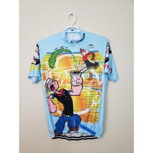 Paladin Popeye Cycling Jersey Mens XXXL Blue Full Zip 3 Back Pocket Graphic